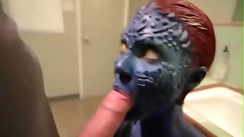 Comic book cosplay blowjob