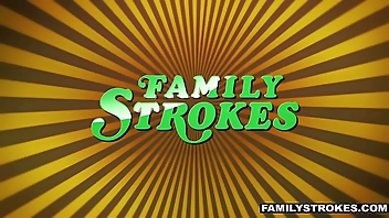 Step dad fuck Karlie Brooks pussy on top of his cock