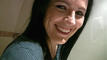 Having fun behind the scene in the bathroom with Montse Swinger