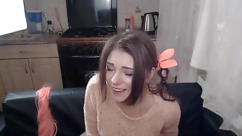 I caress my breasts and play with a dildo