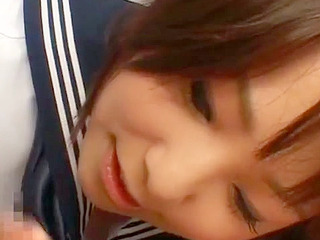 Japanese babe's juicy twat gets licked and filled with cream