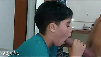 maid comes to work wearing a short dress (dyke likes cock)